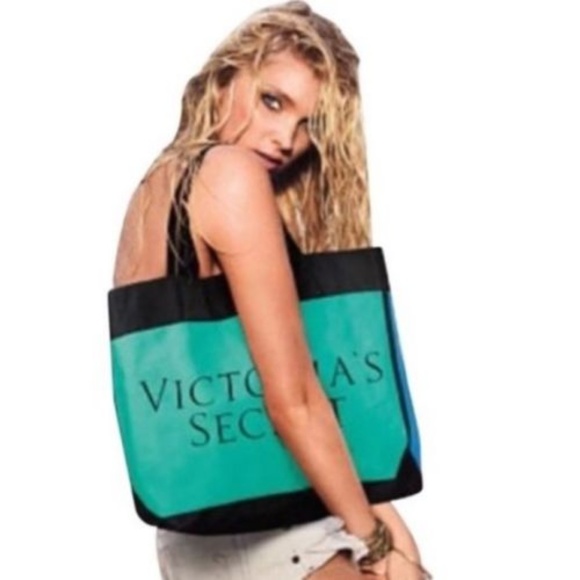 Victoria's Secret VS Block Blue & Green Tote Bag - Picture 3 of 3